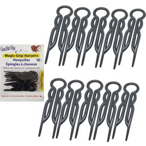 lot 136 image: Good Hair Days Magic-Grip Hairpins - 2 12 U-Shaped Grip Hair Pins for Fine, Thick, Curly & Long Hair, Invisible Strong Hold Styling Accessories, Set of 10, USA-Made (Midnight Black) - Retail $6