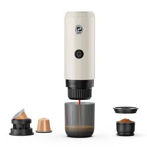 lot 152 image: Portable Espresso Maker with Self Heating, 19 Bar Electric Travel Coffee Maker for Camping&Car, 2-in-1 Mini Espresso Machine Compatible with Nespresso Capsules & Ground Coffee, 7800mAh Battery, White - Retail $44