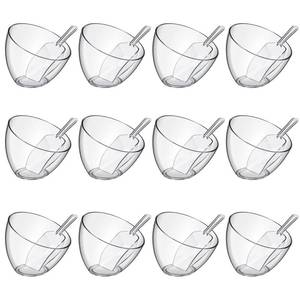 lot 162 image: Hoolerry 24 Pcs Serving Bowls Kit Include Clear Plastic Bowls for Parties and Popcorn Measuring Scoops Acrylic Plastic Kitchen Angled Candy Scoops for Office Canister Salad Cooking (25 oz) - Retail $46