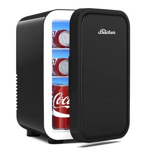 lot 166 image: BEICHEN Mini Fridge, 6 Liter  8 Can Small Refrigerator for Bedroom, Car, Office & Dorm, 110V ACDC Portable Thermoelectric Cooler & Warmer for Skincare, Food, Drinks, Black - Retail $60