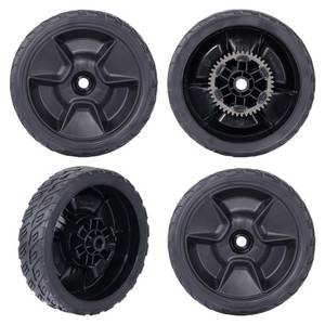 lot 167 image: CheeMuii 4 Pack HRN216 Lawn Mower Wheels Kit 2 Rear Wheels Replace for 42710-VR8-N00ZA and 2 Front Wheels Replace for 44710-VR8-N00ZA Compatible with Honda HRN216 Lawn Mower - Retail $33
