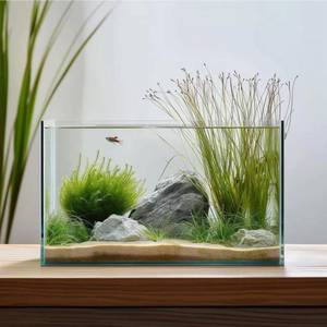 lot 171 image: Vimvins 3 Gallon Glass Fish Tank, Easy to Maintain Small Aquarium for BettaGoldfishSnailsShrimp and Aquatic Planting. - Retail $40