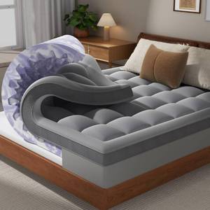 lot 177 image: ChiXpace 4 Inch Twin Mattress Topper Dual Layer Memory Foam Mattress Topper, Soft Pillow Top Mattress Cover, Gel Foam Mattress Egg Crate Design, Twin Size Mattresses Pad (Grey) - Retail $80