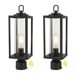 lot 181 image: Beionxii 18.3 H Dusk to Dawn Outdoor Post Light, 2 Pack Large Size Waterproof 120V Pole Light Fixture, Black Cast Aluminum Exterior Lamp Post Lantern Head for Yard(Base Not Included), BXA535P-2PKS
