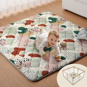 lot 189 image: Blissful Diary Baby Play Mats for Floor, 50x50 Inch Crawling Mat for Playpen, Thick Padding Foam Playmats for Babies and Toddlers, Modern Abstract - Retail $35