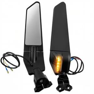 lot 983 image: HODYAMOTO Wing Style Blade Style Turn Signal Motorcycle Mirrors fit for CFMOTO 450SS 2023-2026 Aluminum Integrated Front Turn Signals Aerodynamic Racing Rear View Mirror (Pair) - Retail $50