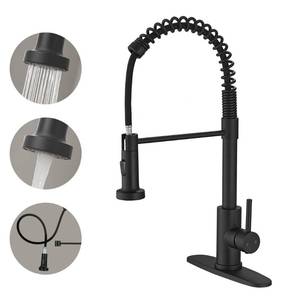lot 989 image: VOTON Black Kitchen Faucet with Pull Down Sprayer Pull Out Kitchen Sink Faucet Stainless Steel Commercial Spring Farmhouse faucets for Kichen Sink Camper Laundry Utility Rv Bar Sink Faucet - Retail $36