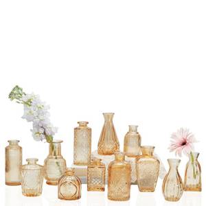 lot 995 image: Bud Vases Set of 12,Glass Bud Vases in Bulk,Small Flower Vases for Centerpieces,Mini Vintage Vase for Wedding, Home Table Decor,Christmas,Party Decoration,Gold Amber - Retail $33