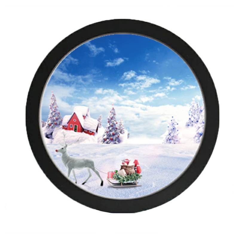 lot 26881 image: Round Photo Frame Wooden Wall Hanging Picture Frames for Home Office Wall Decor (Black, 10 inch) - Retail $17