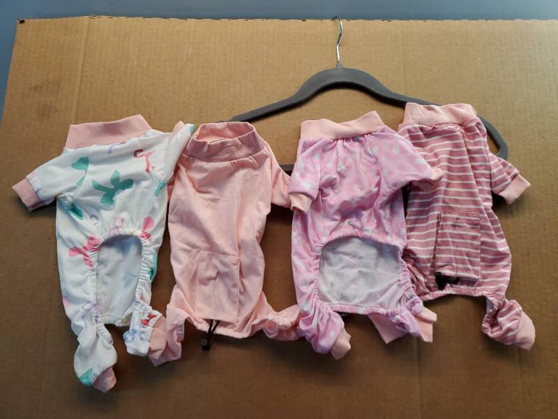 lot 27674 image: Small Dog Pajama Onesie Set of 4 - Retail $20