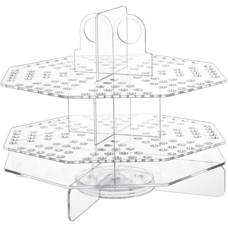 lot 58717 image: 120 Slot Acrylic Pen Holder Pen Clear Pencil Holder Display Stand Marker Organizer Acrylic Desktop Organizer the Hole Diameter Is 0.5 Inch for Art Supply Makeup Brushes Storage Craft Shows - Retail $27