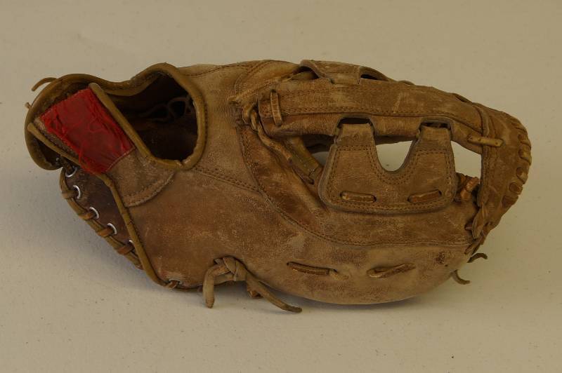 lot 65 image: Vintage 1st Basemen Mitt Baseball Glove-  Decor or Have A Game Of Catch