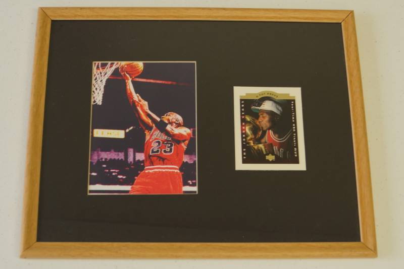 lot 66 image: Framed Micheal Jordan Chicago Bulls    PSSST Carl
