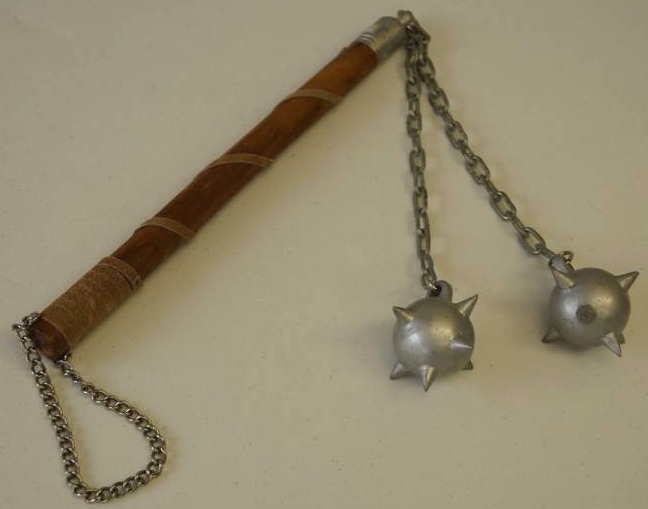 lot 70 image: MACE  Mid Evil Double Spiked Balls and Chain