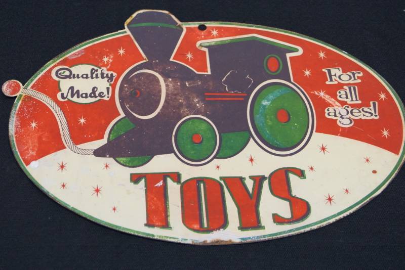 lot 98 image: Vintage Looking Metal Sign- Quality Made Toys for all ages  Choo Choo Train