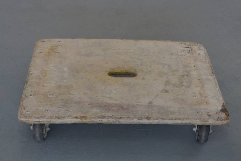 lot 155 image: Large Shop Style Wood Moving Cart - Heavy Duty Castors