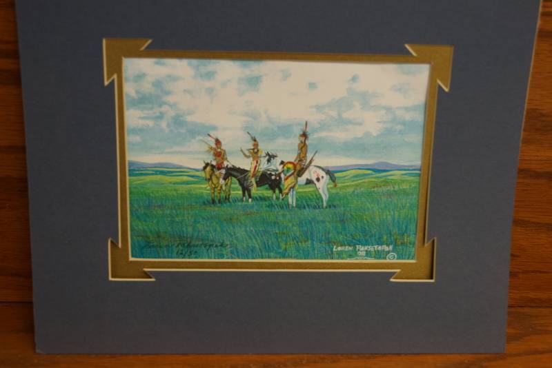lot 181 image: Original Native American Print Signed by Artist  Loren Pahsetopah
