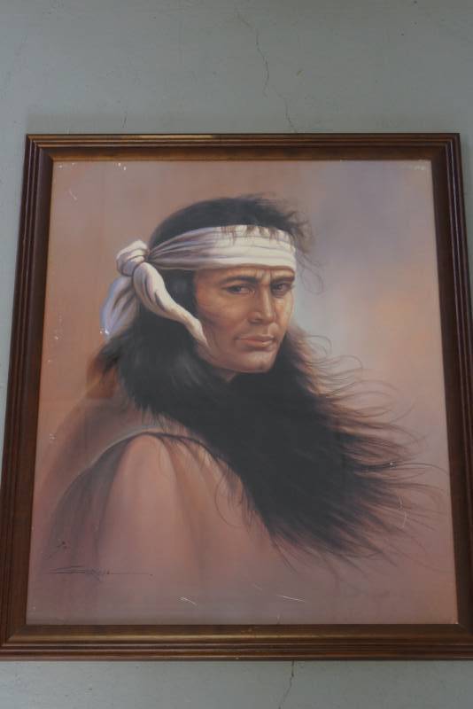 lot 190 image: Native American  Indian Brave  Scout  Framed Print by S. Garcia