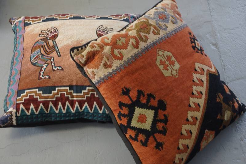 lot 191 image: 2 - Large Southwest Pillows  One is a Kokopelli Flute Players Pillow