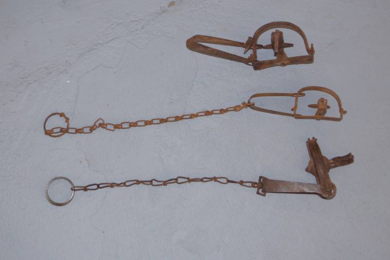 lot 198 image: Vintage Foot Traps- Lot of 3 Rusty Gold