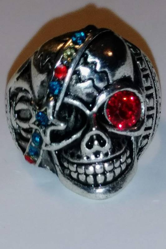 lot 251 image:  Tibetan Silver   Skull Ring  Size 8