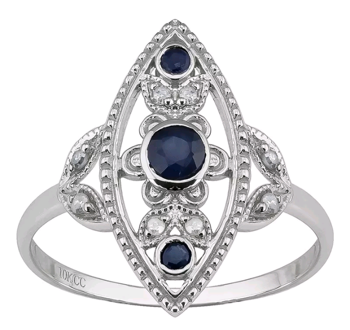 lot 264 image: Antique Style  Round Sapphire Ring  Size - 9