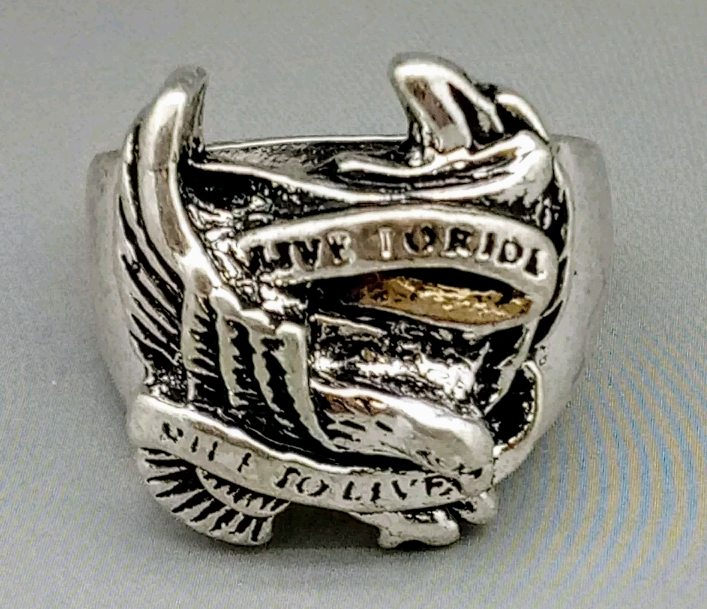 lot 254 image: Tibetan Silver Live to Ride, Ride to Live Ring   Size - 9