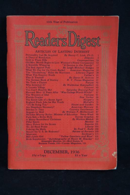 lot 235 image: December 1938 Readers Digest - Magazine- Booklet