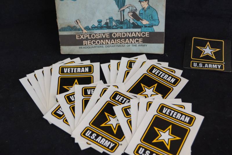 lot 239 image: Military Book 1981 and Large Lot of US ARMY Stickers