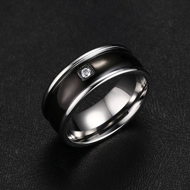 lot 277 image: One for Him Too  Stainless Steel  Ring  Size 12