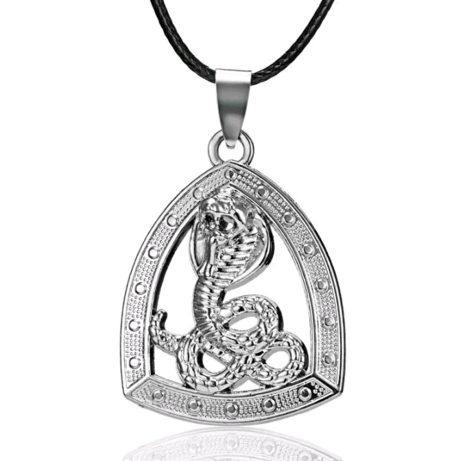 lot 282 image: 1.5 Cobra Snake Pendant - Stainless - w Rope Necklace