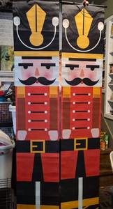 lot 119 image: Christmas Nutcracker Soldier Hanging Banner Set of 2 Like New about 6 Feet Tall