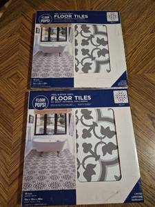 lot 130 image: Floor Pops Peel & Stick Vinyl Floor Tiles 12in x 12in x .06in 10 Tiles per Box Lot 22-015