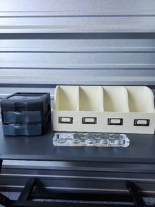 lot 226 image: Office Desk Organizer 4-Slot File Sorter with Label Holders and Accessories