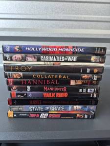 lot 239 image: 10 DVD Movies Collection Hollywood Homicide Casualties of War Troy Collateral Hannibal Manhunter Scarface Gone in 60 Seconds