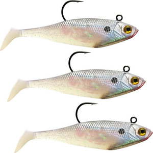 lot 255 image: Storm WildEye Swim Shad 03 3  14 oz Pearl 3pk