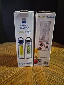 lot 275 image: Tritan Plastic Fruit Juice Blender Bottle BPA Free 2-Pack