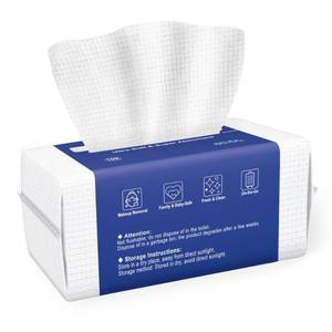 lot 305 image: LOT OF 45 - RETAIL 9.99 EACH - Ourmed Life Face Towels, Disposable Biodegradable Clean Facial Towels for Sensitive Skin, Lint- free Face Cloths for Makeup Remover, Skincare and Women Cleaning, Dry Wipes,100 Count EF Texture