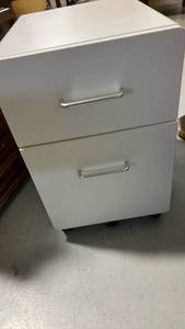 lot 257 image: White 2-Drawer Mobile File Cabinet with Metal Handles