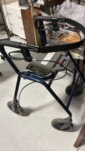 lot 261 image: Four-Wheel Walker with Seat and Basket