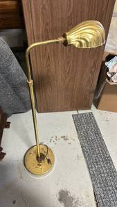 lot 262 image: Brass Floor Lamp with Shell-Shaped Shade