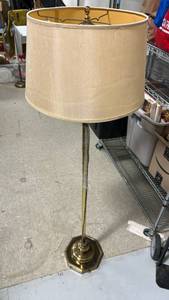 lot 267 image: Floor Lamp with Cream Linen Shade and Brass Base