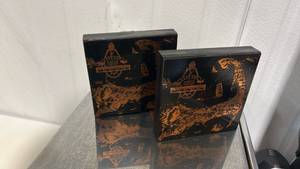 lot 269 image: Cape Cod Decorative Bookends Pair Black Orange Map Design