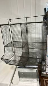 lot 273 image: Wire Mesh Wall-Mount Storage Organizer Rack 3-Tier 6-Compartment