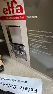 lot 274 image: elfa Mesh Refrigerator Cart Platinum 21 x 20-78 inch