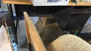 lot 284 image: Student metal school desk