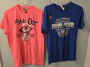 lot 1305 image: 2 Basketball T-Shirts Pink Out 2020 Kansas GA State Girls Final Four 2021