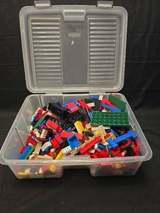 lot 2137 image: LEGO Bricks Assorted Colors Bulk Lot Storage Container