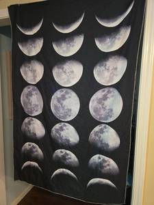 lot 2148 image: Moon Phase Tapestry Black 18 Lunar Cycle Print