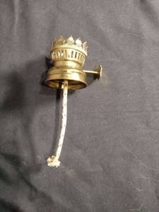lot 60261 image: Oil Lamp Burner with Wick Crown Top Flame Spreader and Side Adjustment Knob